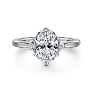 Blaise 14K White Gold Oval Three Stone Diamond Engagement Ring Setting Only GABRIEL CO Rings Blaise 14K White Gold Oval Three Stone Diamond Engagement Ring Setting Only GABRIEL CO Rings