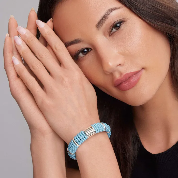 Blue Caviar Statement Ceramic Beaded Bracelet 15mm LAGOS Bracelets