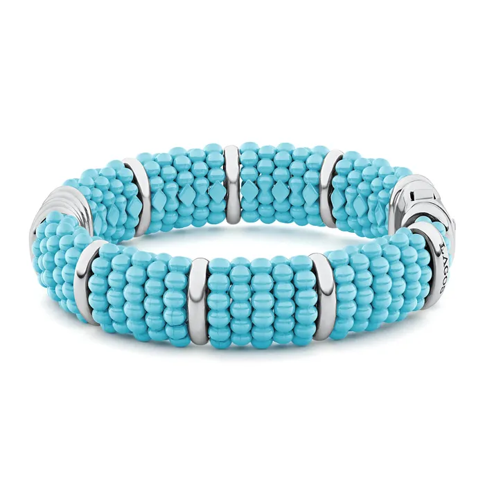 Blue Caviar Statement Ceramic Beaded Bracelet 15mm LAGOS Bracelets