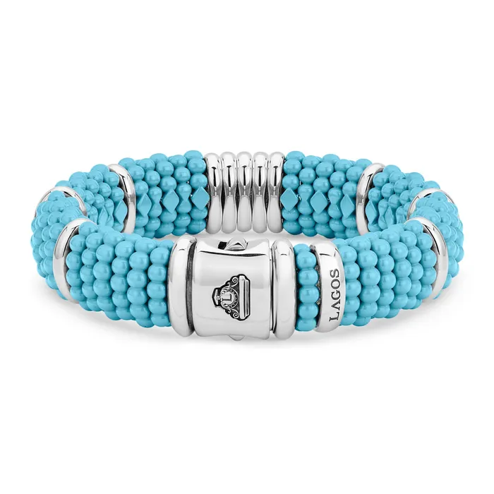 Blue Caviar Statement Ceramic Beaded Bracelet 15mm LAGOS Bracelets