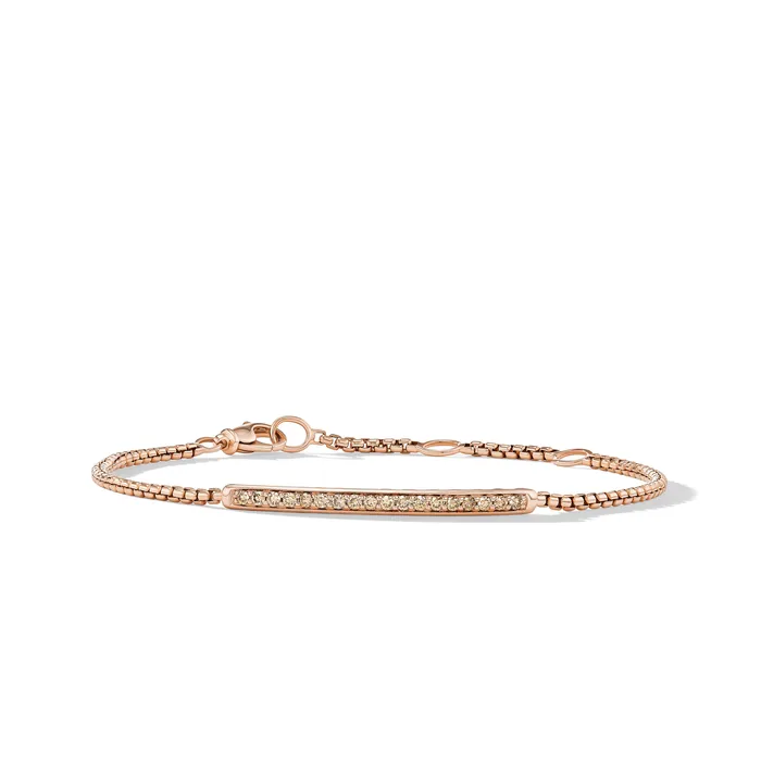 Bracelets David Yurman Petite Pav Bar Bracelet in 18K Rose Gold with Cognac Diamonds 17mm Bracelets David Yurman Petite Pav Bar Bracelet in 18K Rose Gold with Cognac Diamonds 17mm