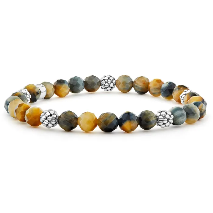 Bracelets Signature Caviar Five Station Silver Tigereye Bead Bracelet LAGOS Bracelets Signature Caviar Five Station Silver Tigereye Bead Bracelet LAGOS