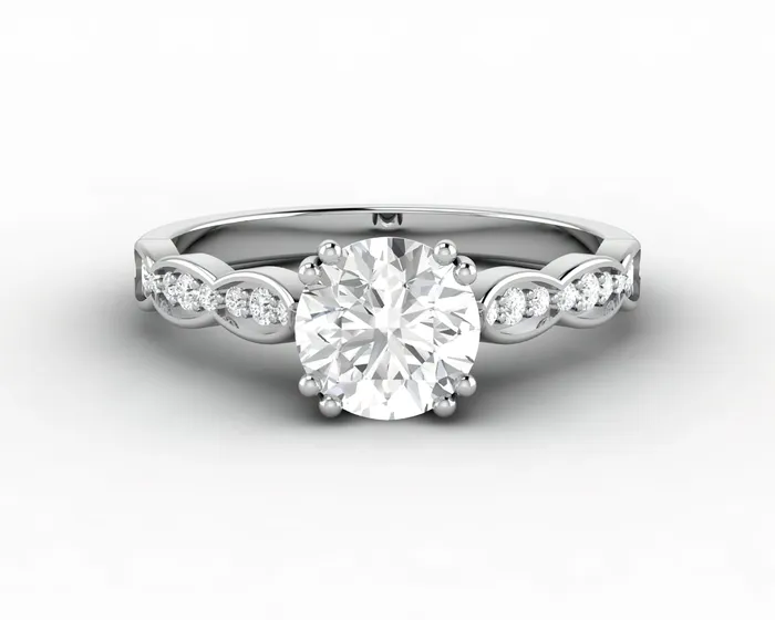 Celeste 10 Ct Solitaire Round Cut Engagement Ring With Side Stones Sapheena Jewelry Rings