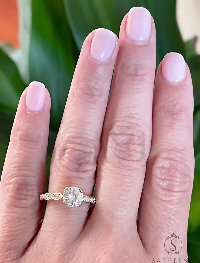 Celeste 10 Ct Solitaire Round Cut Engagement Ring With Side Stones Sapheena Jewelry Rings
