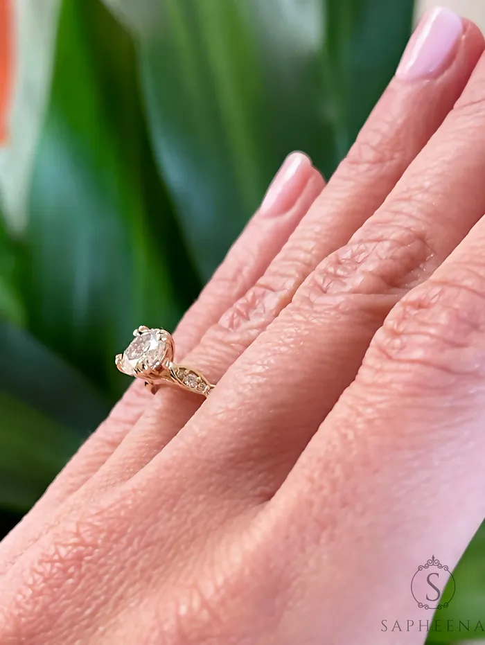 Celeste 10 Ct Solitaire Round Cut Engagement Ring With Side Stones Sapheena Jewelry Rings