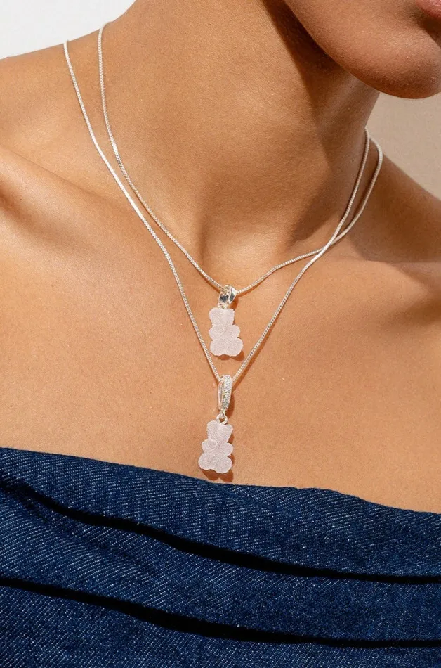 Crystal Haze Jewelry EU Rings Fizzy Nostalgia Bear Pave connector Silver plated Strawberry