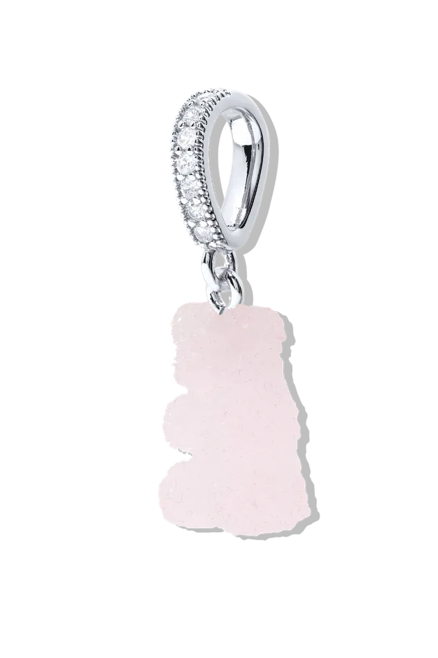 Crystal Haze Jewelry EU Rings Fizzy Nostalgia Bear Pave connector Silver plated Strawberry