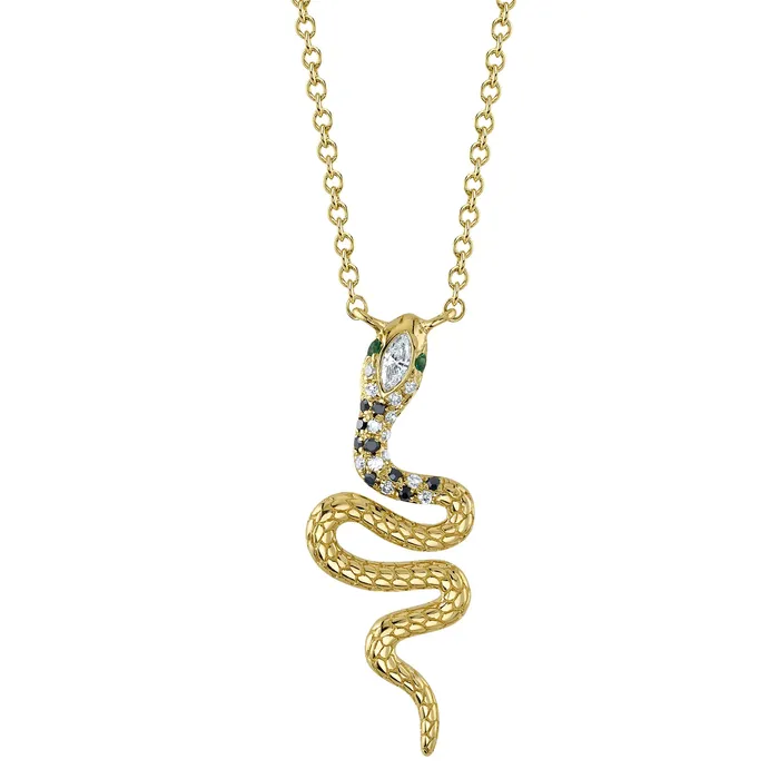 Diamond Emerald Snake Pendant SHY CREATION Necklaces