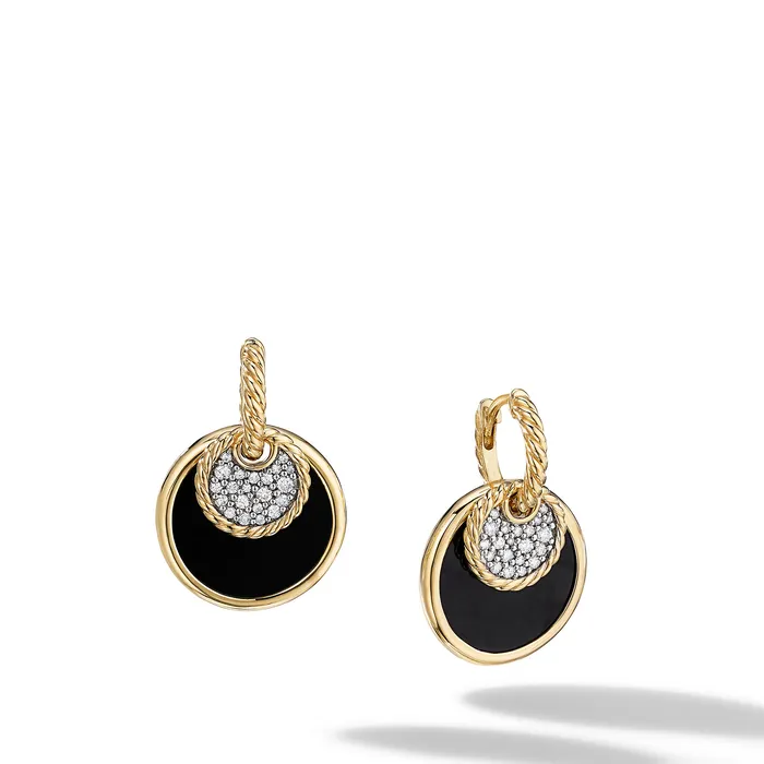 DY Elements Convertible Drop Earrings in 18K Yellow Gold with Black Onyx Reversible to Mother of Pearl and Diamonds 215mm David Yurman Earrings DY Elements Convertible Drop Earrings in 18K Yellow Gold with Black Onyx Reversible to Mother of Pearl and Diamonds 215mm David Yurman Earrings