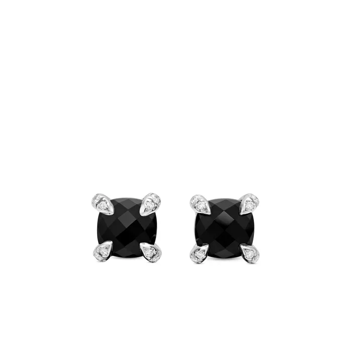 Earrings Petite Chatelaine Stud Earrings in Sterling Silver with Black Onyx and Diamonds 6mm David Yurman Earrings Petite Chatelaine Stud Earrings in Sterling Silver with Black Onyx and Diamonds 6mm David Yurman