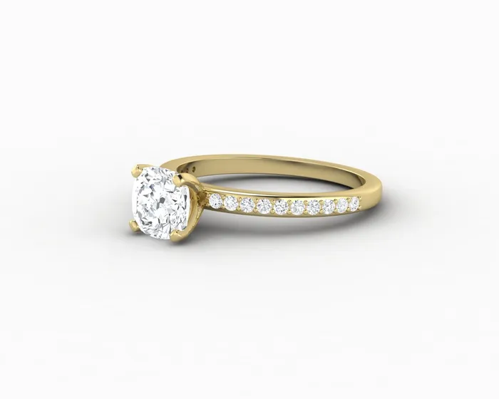 Eleonora 10 Ct Cushion Cut Engagement Ring with Side Stones Sapheena Jewelry Rings