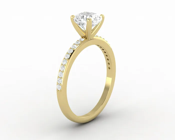Eleonora 10 Ct Cushion Cut Engagement Ring with Side Stones Sapheena Jewelry Rings