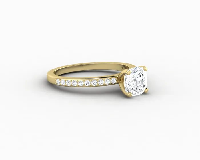 Eleonora 10 Ct Cushion Cut Engagement Ring with Side Stones Sapheena Jewelry Rings