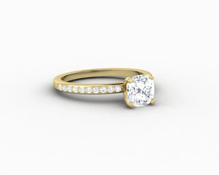 Eleonora 10 Ct Cushion Cut Engagement Ring with Side Stones Sapheena Jewelry Rings