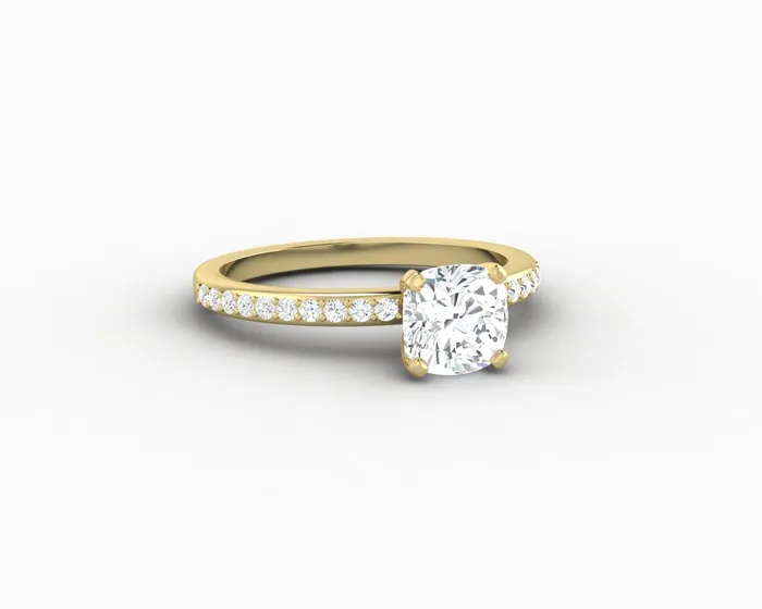 Eleonora 10 Ct Cushion Cut Engagement Ring with Side Stones Sapheena Jewelry Rings