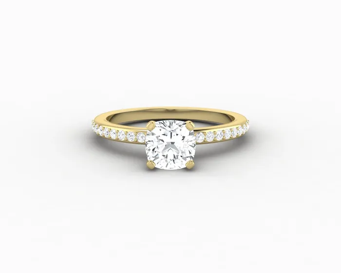 Eleonora 10 Ct Cushion Cut Engagement Ring with Side Stones Sapheena Jewelry Rings