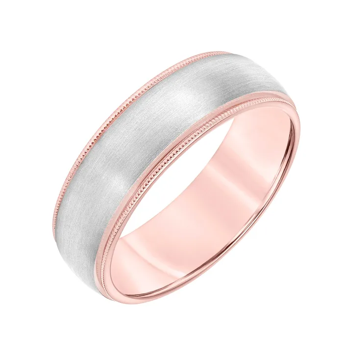 FREDERICK GOLDMAN Rings White Gold Rose Gold Mens Wedding Band