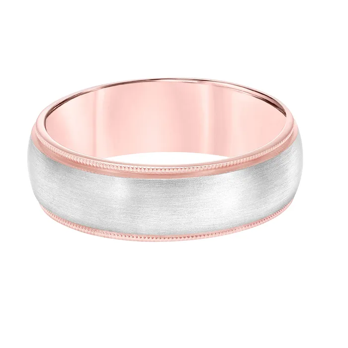 FREDERICK GOLDMAN Rings White Gold Rose Gold Mens Wedding Band