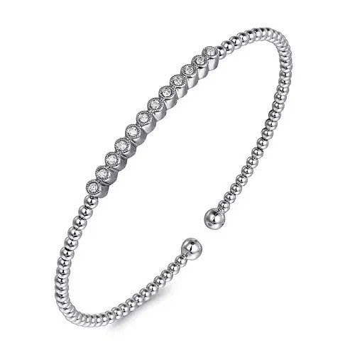 GABRIEL CO Bracelets 14K White Gold Bujukan Bead Diamond Bangle