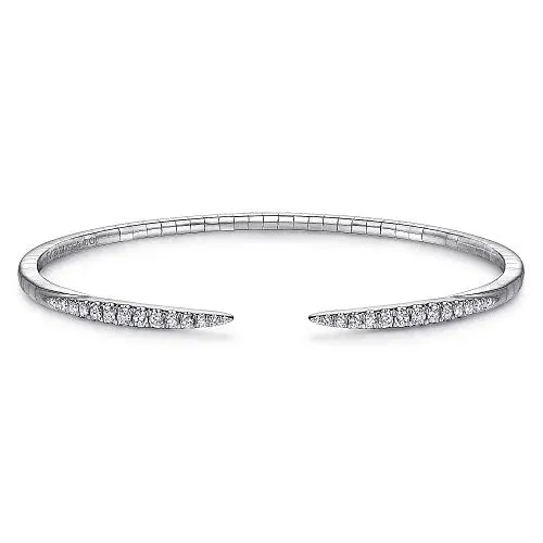 GABRIEL CO Bracelets 14K White Gold Split Diamond Spike Bangle