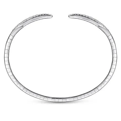 GABRIEL CO Bracelets 14K White Gold Split Diamond Spike Bangle