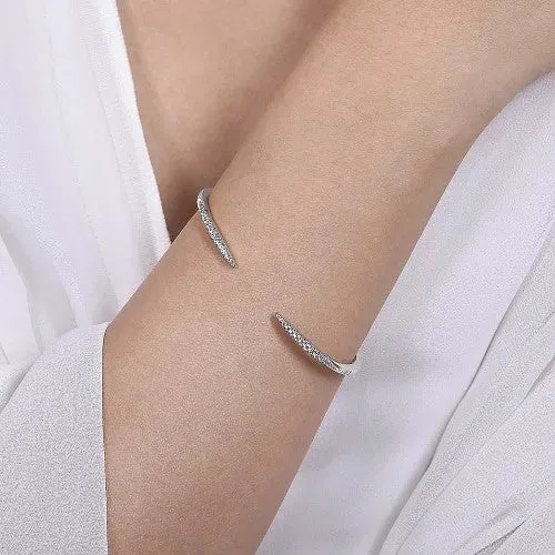 GABRIEL CO Bracelets 14K White Gold Split Diamond Spike Bangle