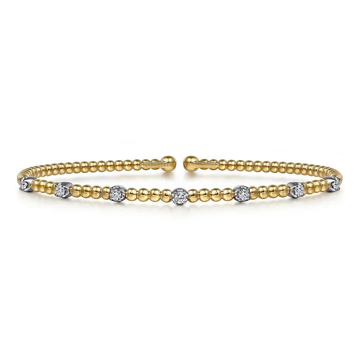 GABRIEL CO Bracelets 14K WhiteYellow Gold Bujukan Diamond Stations Bangle