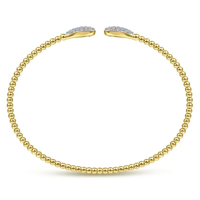 GABRIEL CO Bracelets 14K Yellow Gold Bujukan Bead Cuff Bracelet with Diamond Pave Teardrops GABRIEL CO Bracelets 14K Yellow Gold Bujukan Bead Cuff Bracelet with Diamond Pave Teardrops