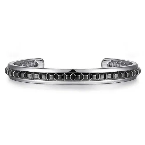 GABRIEL CO Bracelets 925 Sterling Silver Open Cuff Bracelet with Black Grommet Inlay GABRIEL CO Bracelets 925 Sterling Silver Open Cuff Bracelet with Black Grommet Inlay