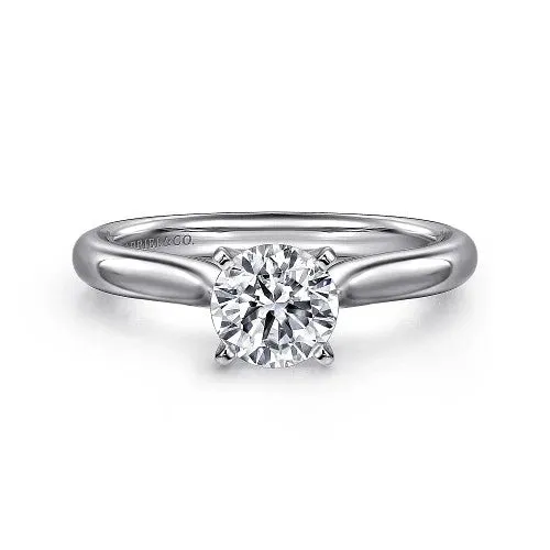 GABRIEL CO Rings 14K White Gold Round Diamond Engagement Ring