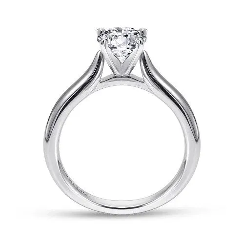 GABRIEL CO Rings 14K White Gold Round Diamond Engagement Ring