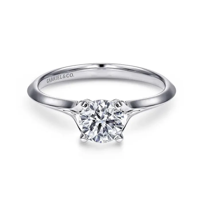 GABRIEL CO Rings Ellis 14K White Gold Round Diamond Engagement Ring Setting Only GABRIEL CO Rings Ellis 14K White Gold Round Diamond Engagement Ring Setting Only