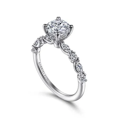 GABRIEL CO Rings Juliet 14K White Gold Round Diamond Engagement Ring Setting Only GABRIEL CO Rings Juliet 14K White Gold Round Diamond Engagement Ring Setting Only