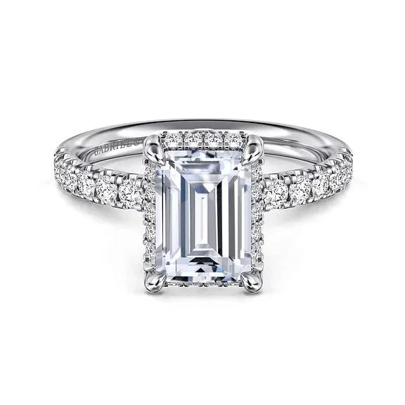 GABRIEL CO Rings Talisa 14K White Gold Emerald Cut Hidden Halo Diamond Engagement Ring Setting Only GABRIEL CO Rings Talisa 14K White Gold Emerald Cut Hidden Halo Diamond Engagement Ring Setting Only