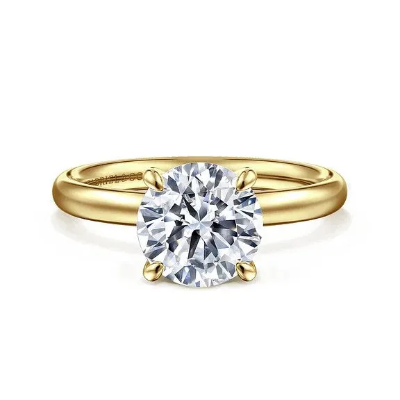 GABRIEL CO Rings Unite 14K Yellow Gold Round Solitaire Diamond Engagement Ring Setting Only GABRIEL CO Rings Unite 14K Yellow Gold Round Solitaire Diamond Engagement Ring Setting Only