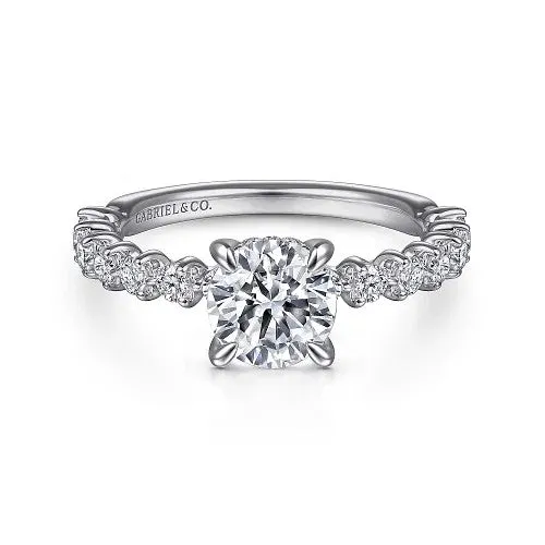 GABRIEL CO Rings Zelmira 14K White Gold Round Diamond Engagement Ring Setting Only GABRIEL CO Rings Zelmira 14K White Gold Round Diamond Engagement Ring Setting Only