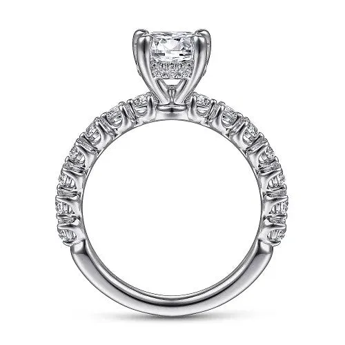 GABRIEL CO Rings Zelmira 14K White Gold Round Diamond Engagement Ring Setting Only