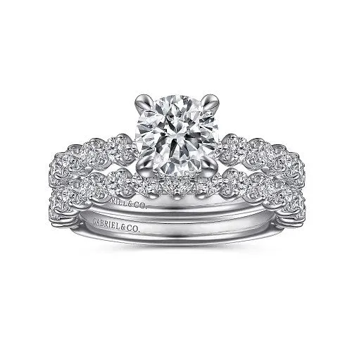 GABRIEL CO Rings Zelmira 14K White Gold Round Diamond Engagement Ring Setting Only
