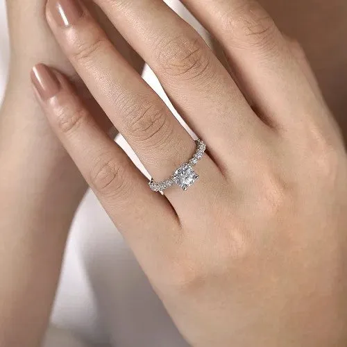 GABRIEL CO Rings Zelmira 14K White Gold Round Diamond Engagement Ring Setting Only