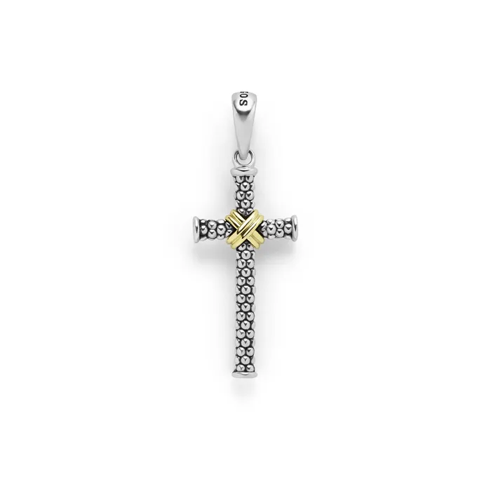 LAGOS Rings Anthem TwoTone Caviar Beaded X Cross Amulet