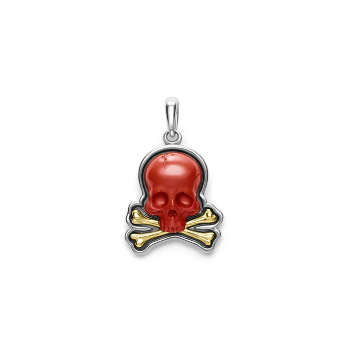 LAGOS Rings Anthem TwoTone Red Jasper Skull and Bones Pendant