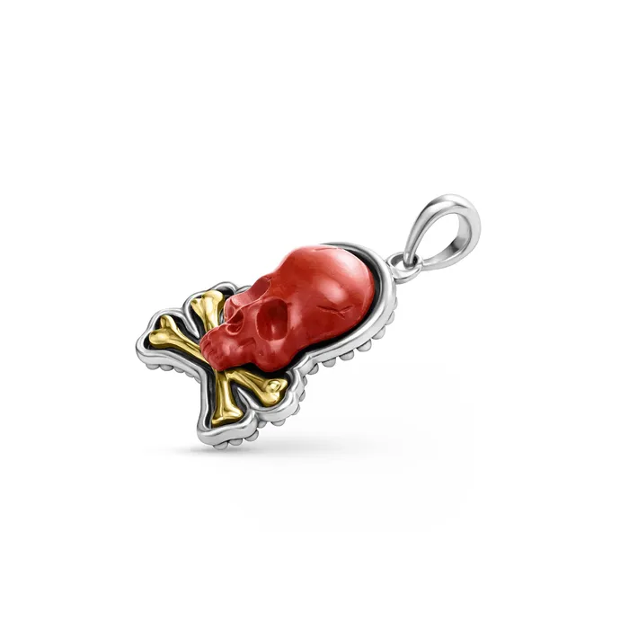 LAGOS Rings Anthem TwoTone Red Jasper Skull and Bones Pendant