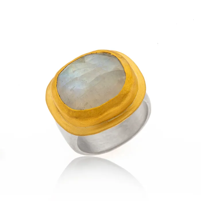 Nava Zahavi Yellow Gold Square Moonstone Ring Nava Zahavi Rings