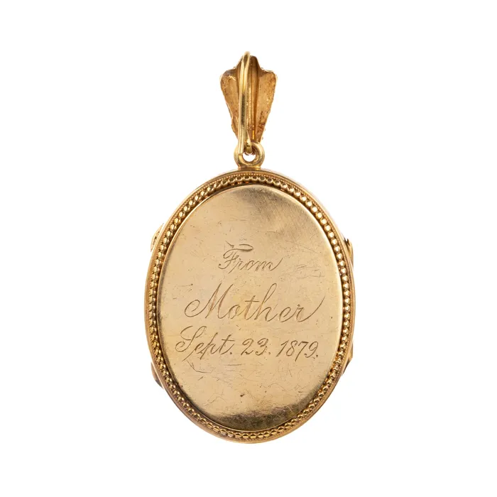 Necklaces Bell Bird Antiques Victorian Era Granulated Locket