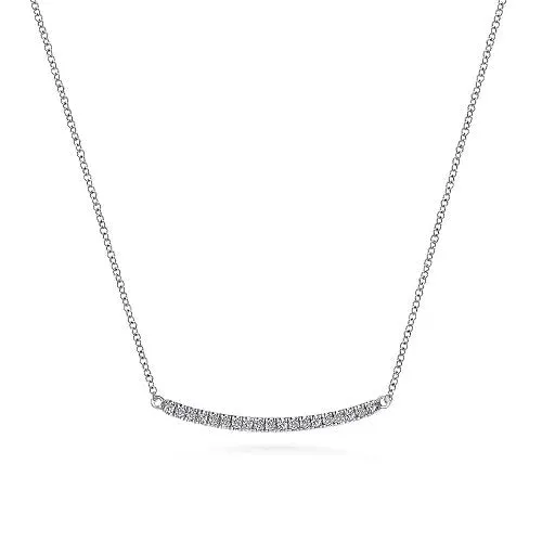 Necklaces GABRIEL CO 14k White Gold Curving Diamond Bar Necklace