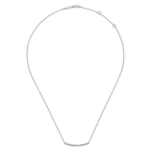 Necklaces GABRIEL CO 14k White Gold Curving Diamond Bar Necklace
