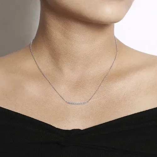 Necklaces GABRIEL CO 14k White Gold Curving Diamond Bar Necklace