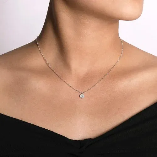 Necklaces GABRIEL CO 14K White Gold Round Pave Diamond Disc Pendant Necklace Necklaces GABRIEL CO 14K White Gold Round Pave Diamond Disc Pendant Necklace