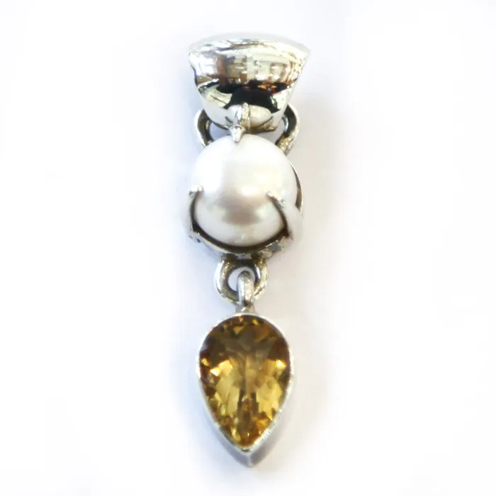 Necklaces Nanni Gabriella Citrine and Pearl Pendant
