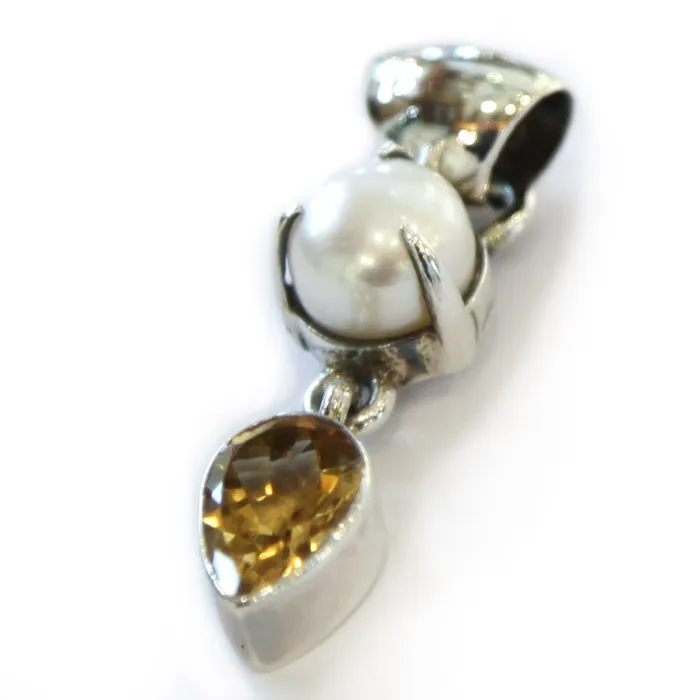 Necklaces Nanni Gabriella Citrine and Pearl Pendant
